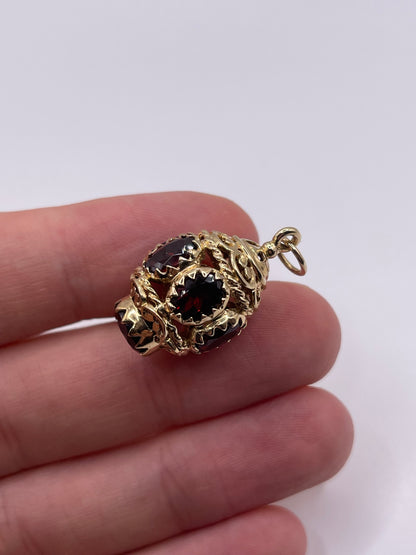 9ct gold garnet lantern pendant