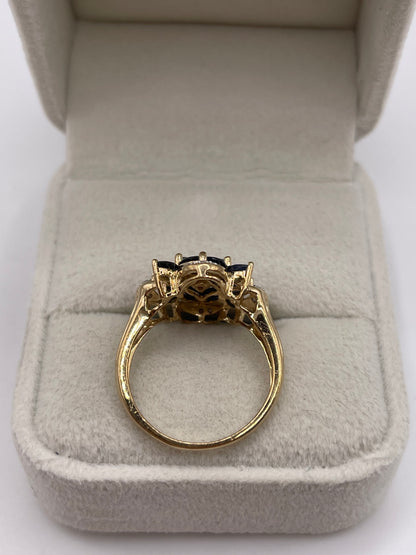 9ct gold sapphire and diamond cluster ring