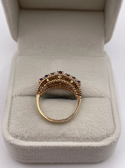 9ct rose gold cabochon amethyst ring