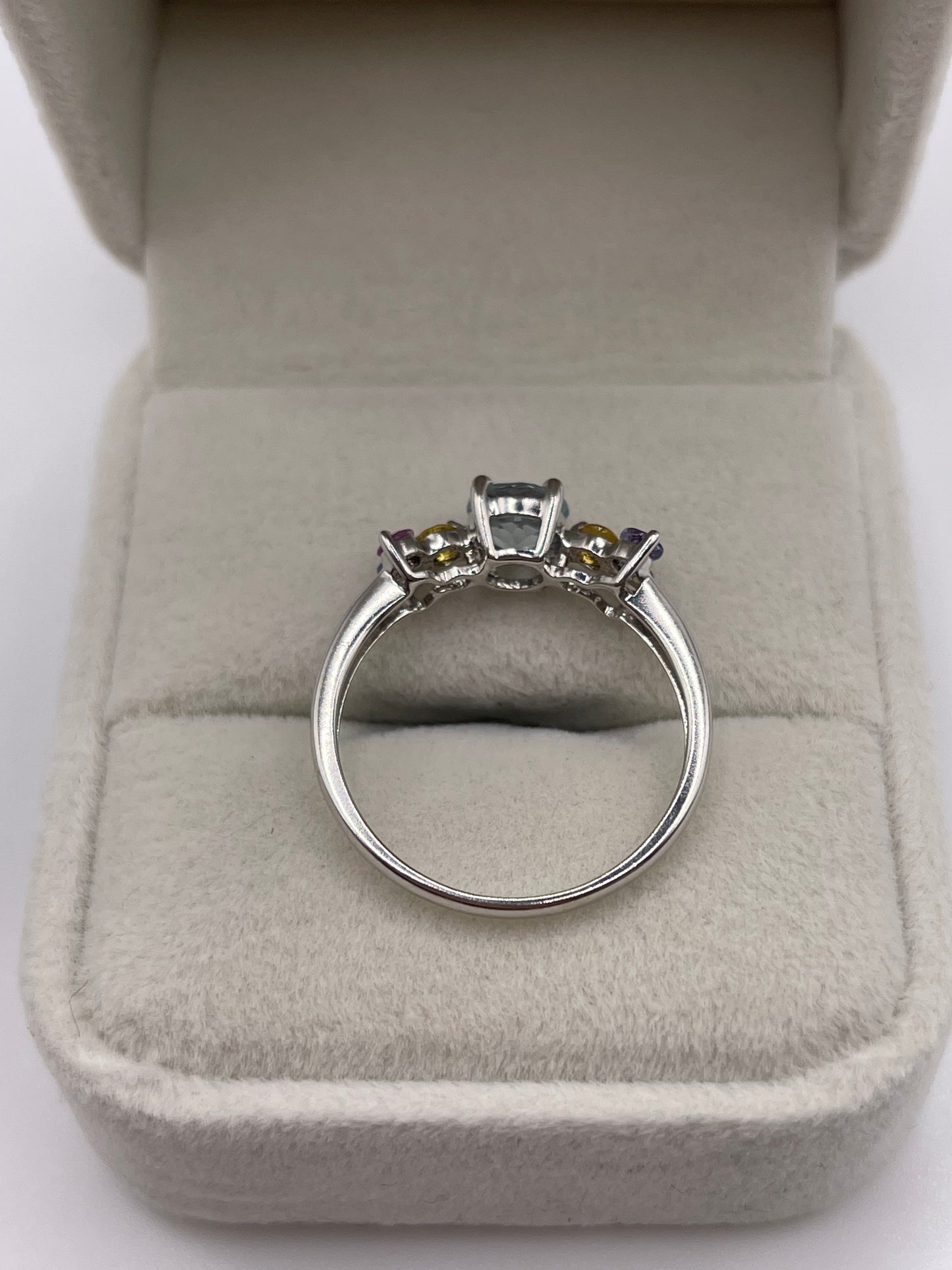 9ct white gold multi gemstone ring