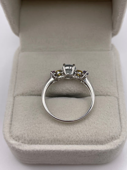 9ct white gold multi gemstone ring