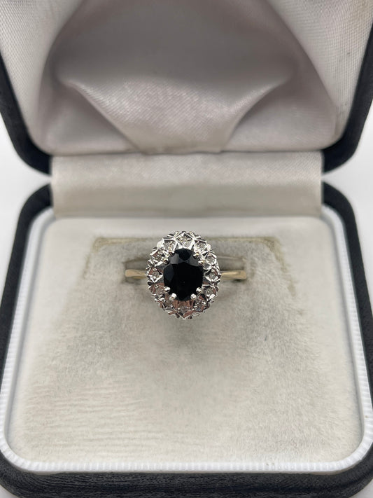 9ct gold sapphire and diamond ring