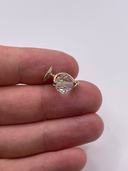 9ct gold crystal globe charm