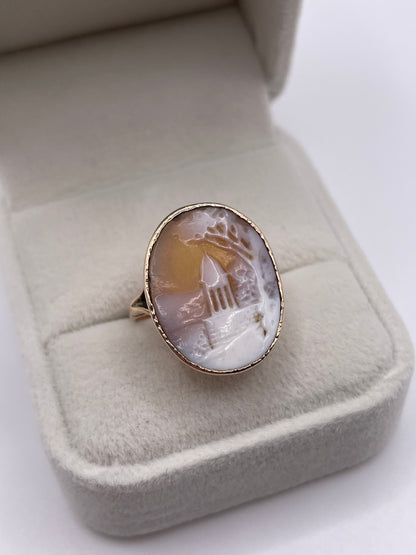 Antique 9ct rose gold cameo ring