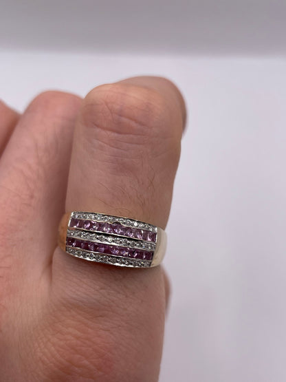 9ct gold pink sapphire and diamond ring