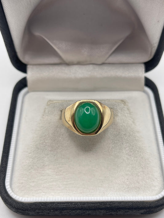 14ct gold chrysoprase signet ring