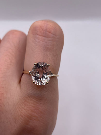 9ct gold kunzite and diamond ring