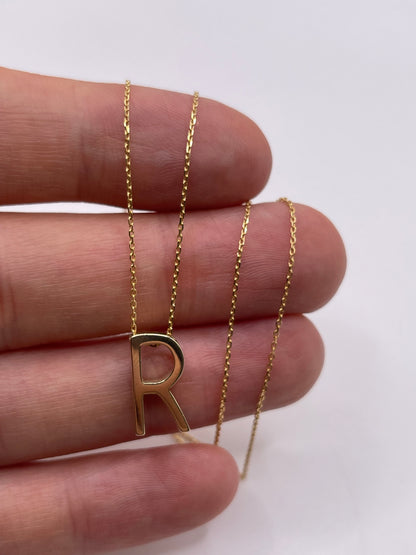 9ct gold initial R necklace