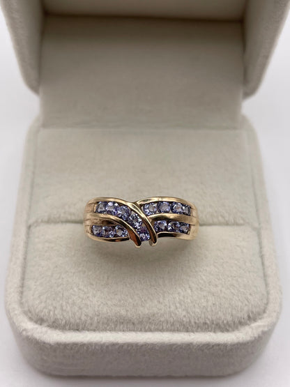 9ct gold tanzanite cluster ring
