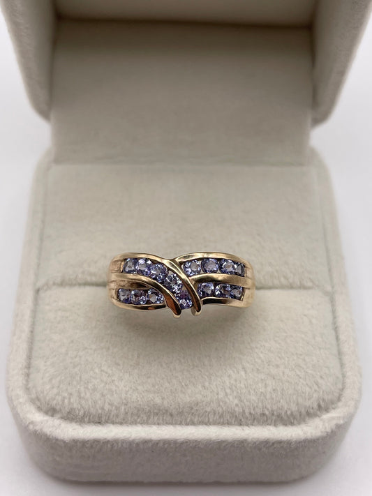 9ct gold tanzanite cluster ring