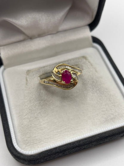 14ct gold ruby and diamond ring