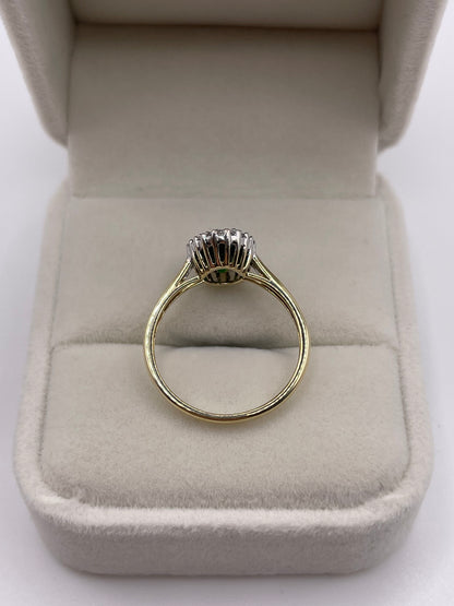 9ct gold diopside and diamond ring