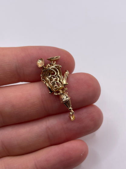 9ct gold garnet and cz clown pendant