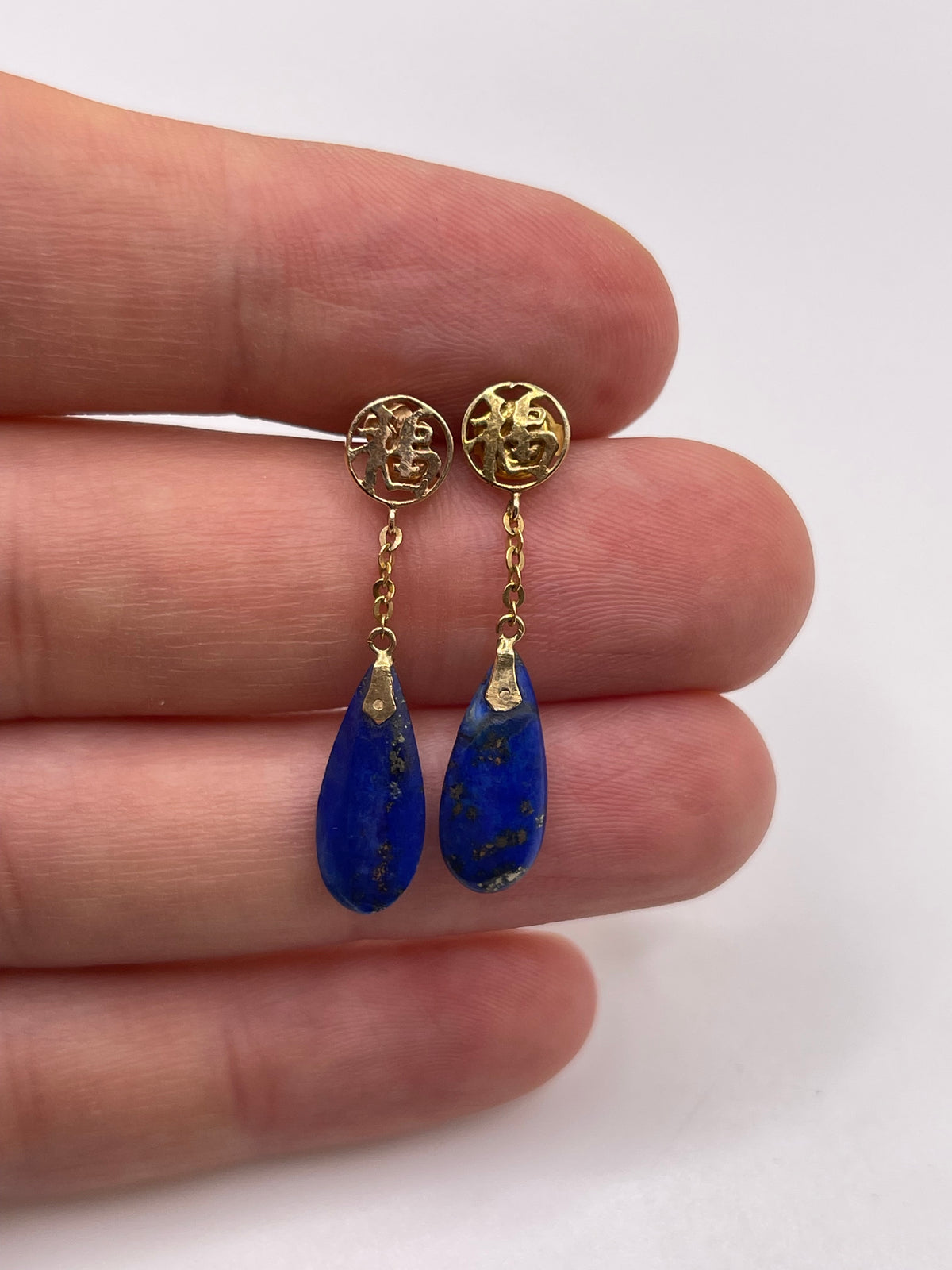 9ct gold lapis lazuli earrings