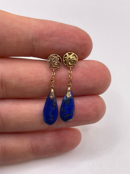 9ct gold lapis lazuli earrings