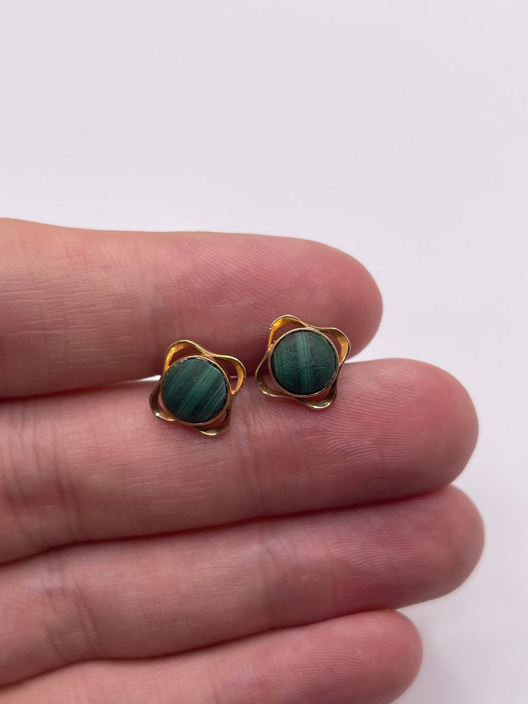 9ct gold malachite earrings
