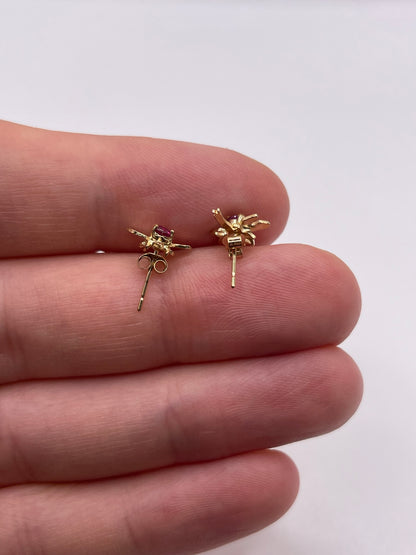 9ct gold ruby dragonfly earrings