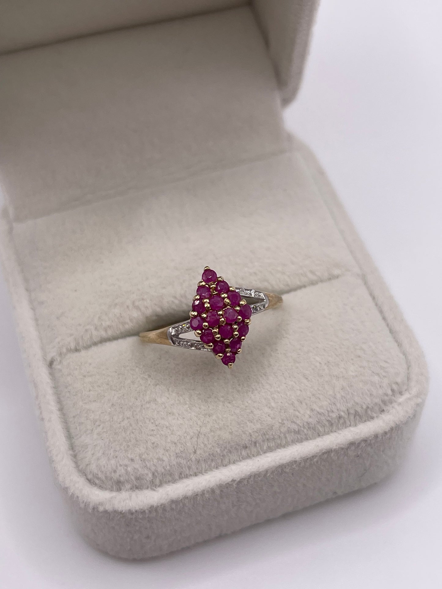 9ct gold ruby and diamond ring