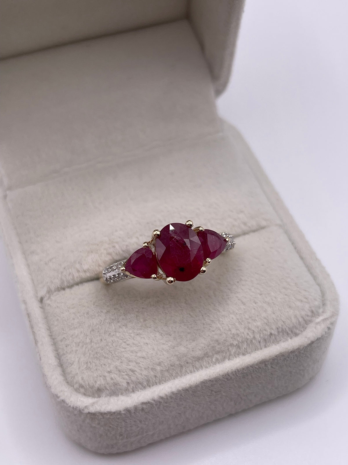 9ct gold ruby and diamond ring