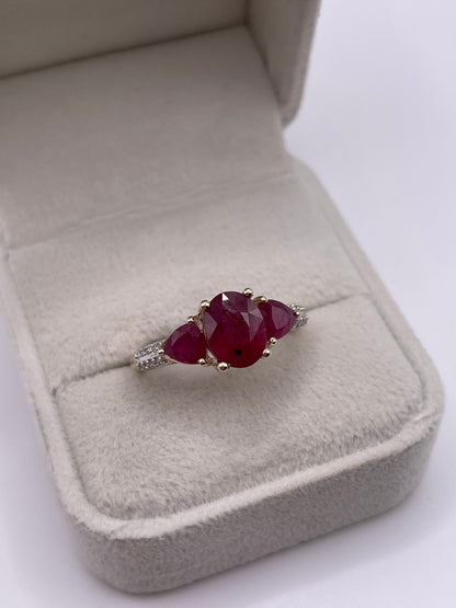 9ct gold ruby and diamond ring