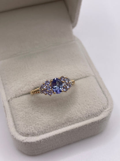 14ct gold tanzanite and diamond ring