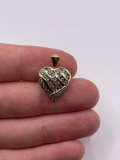 9ct gold quartz and diamond heart pendant