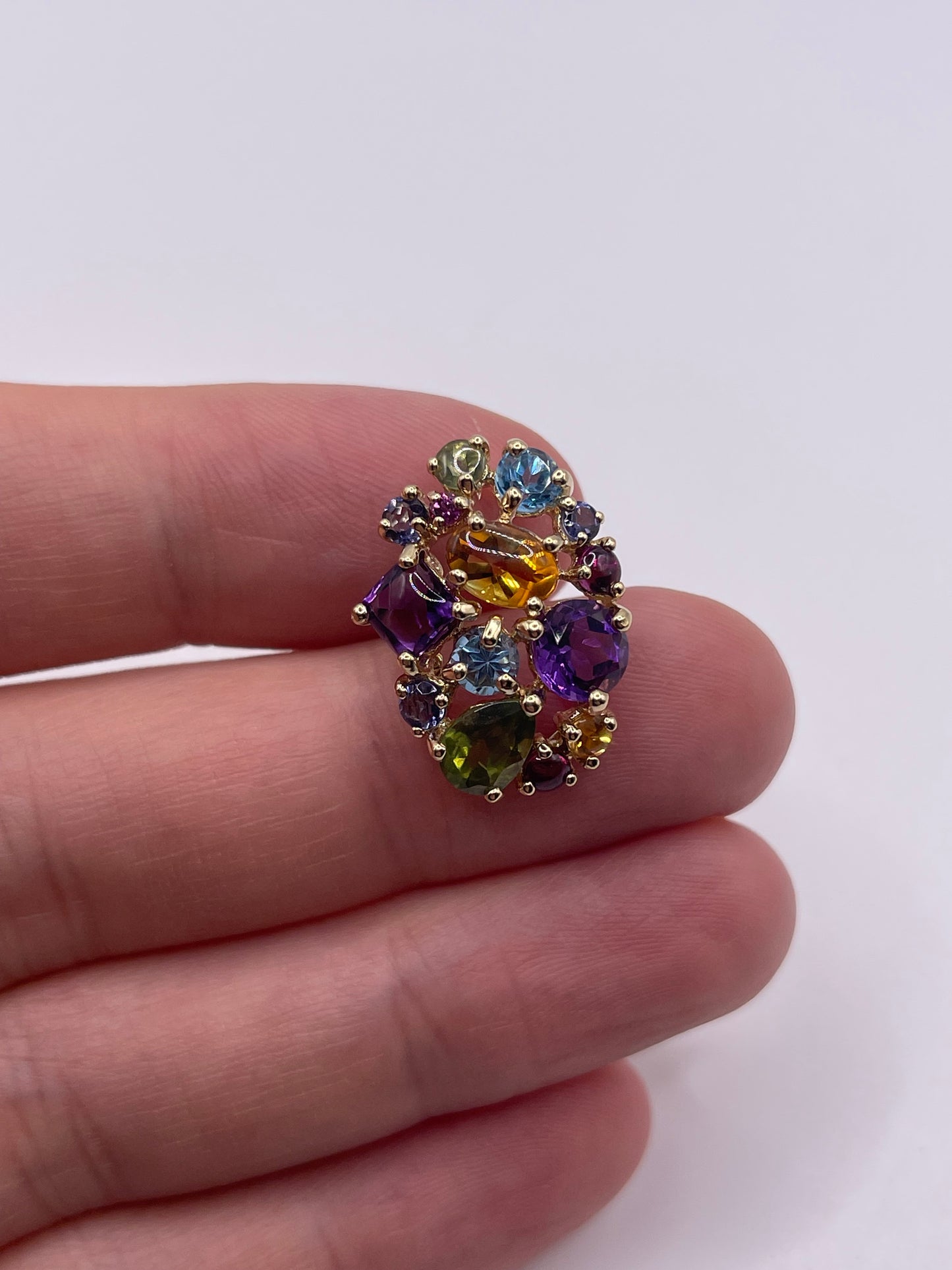 9ct gold multi gemstone pendant