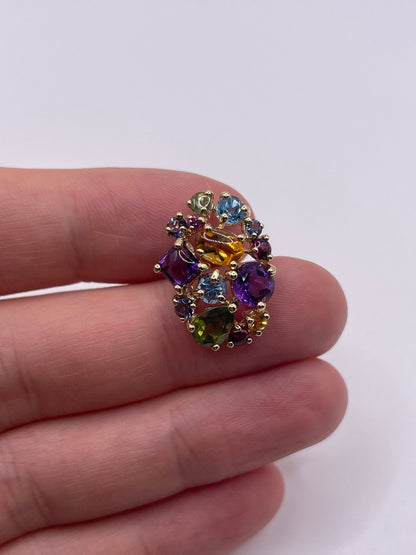 9ct gold multi gemstone pendant