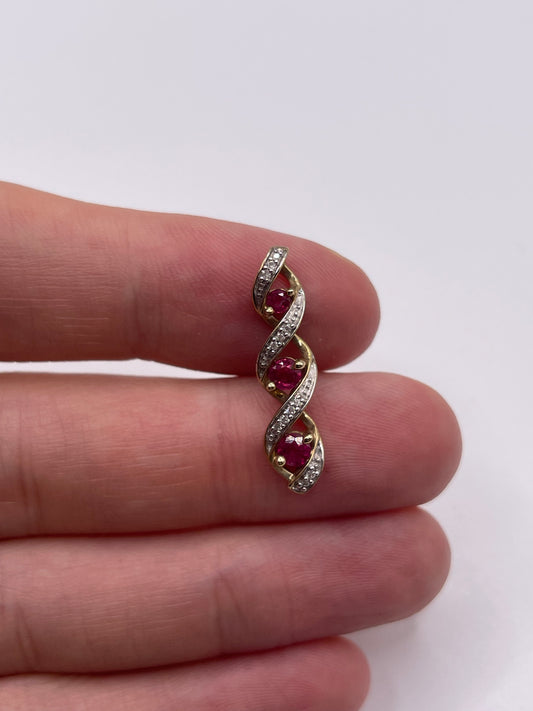 9ct gold ruby and diamond pendant