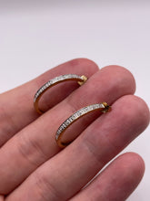 Load image into Gallery viewer, 9ct gold diamond hoop earrings
