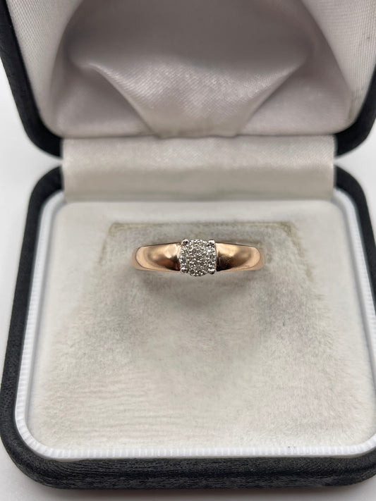 9ct rose gold diamond cluster ring