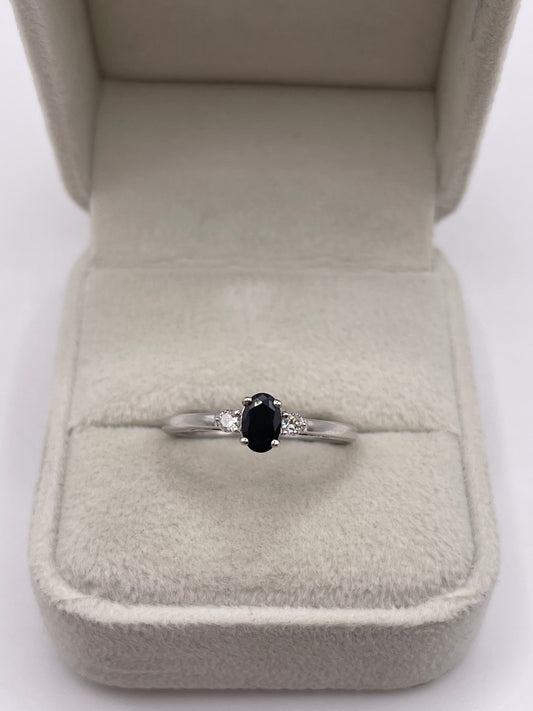 9ct white gold sapphire and diamond ring