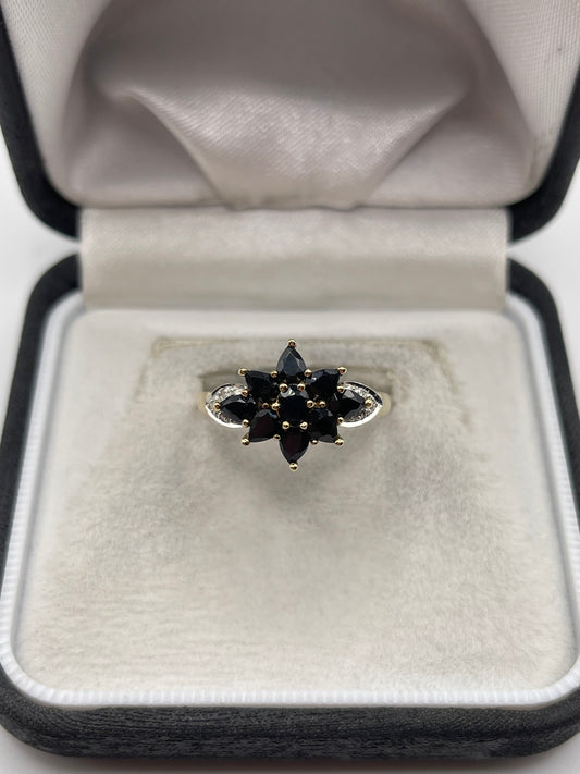 9ct gold sapphire and diamond ring