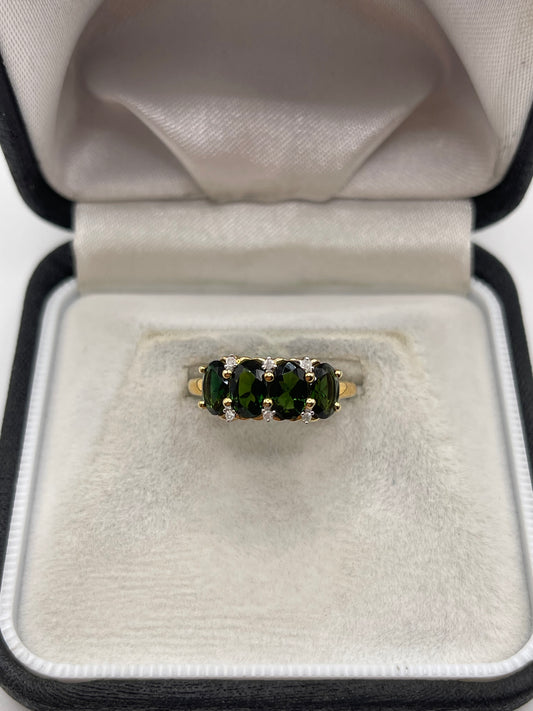 9ct gold tourmaline and diamond ring