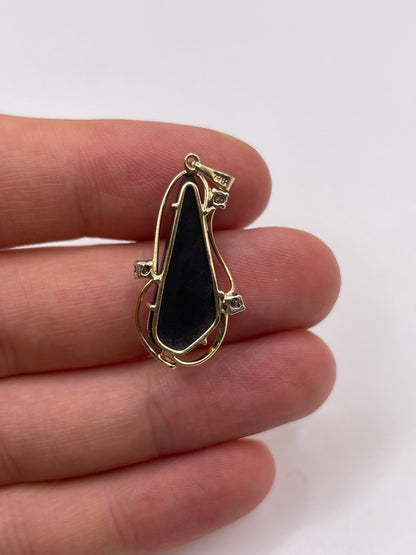 9ct gold opal triplet and diamond pendant