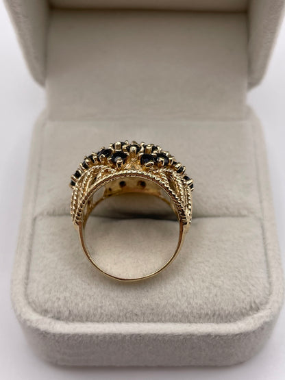 9ct gold sapphire cluster ring