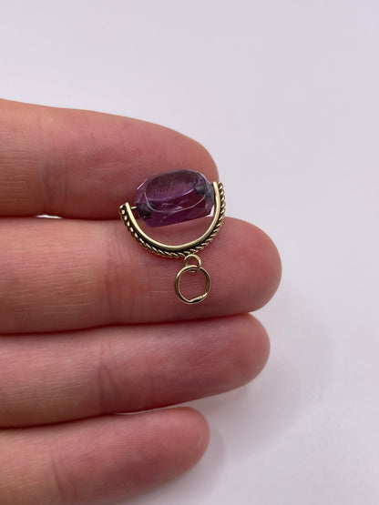 9ct gold amethyst spinning fob pendant