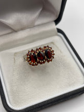 Load image into Gallery viewer, 9ct gold garnet cluster ring
