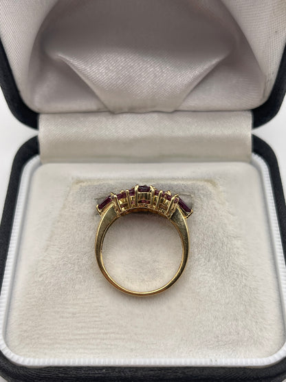 9ct gold almandine garnet cluster ring