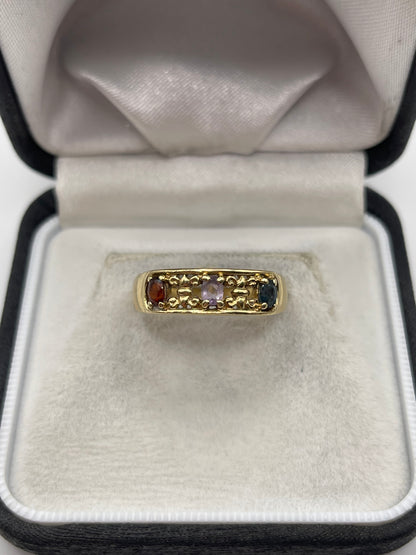 9ct gold multi gemstone ring