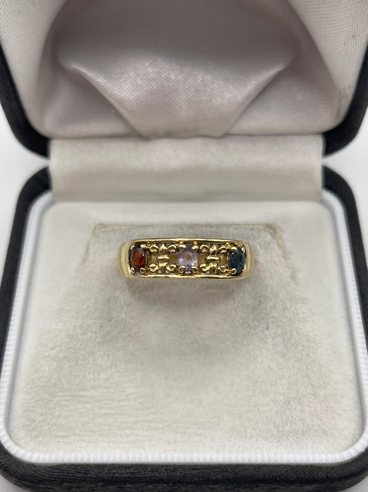 9ct gold multi gemstone ring