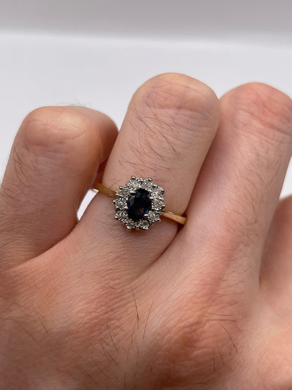 9ct gold sapphire and diamond ring