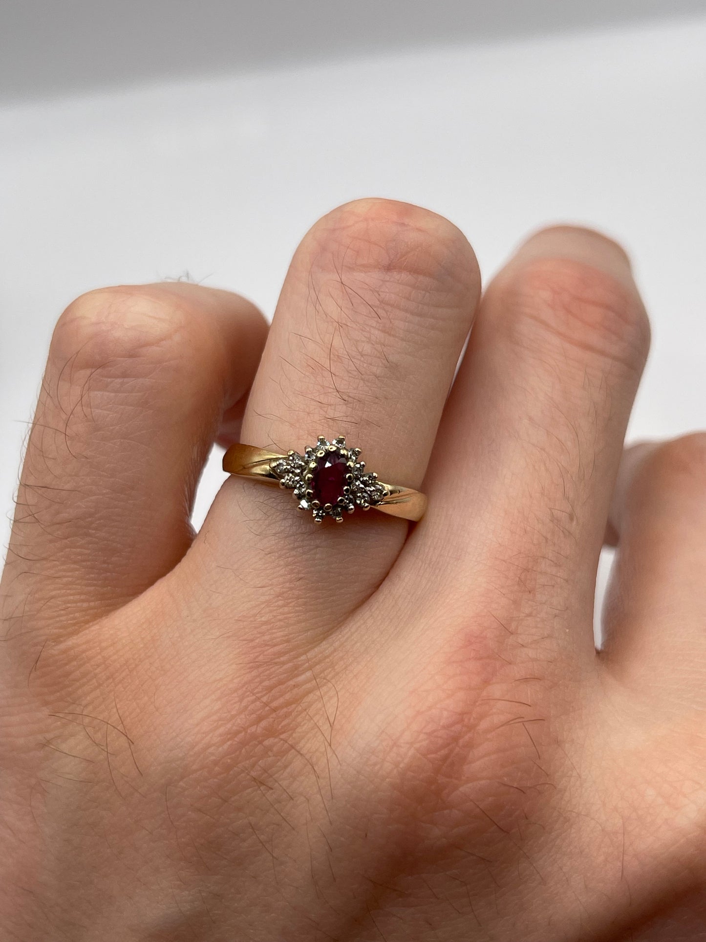9ct gold ruby and diamond ring