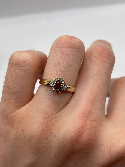 9ct gold ruby and diamond ring
