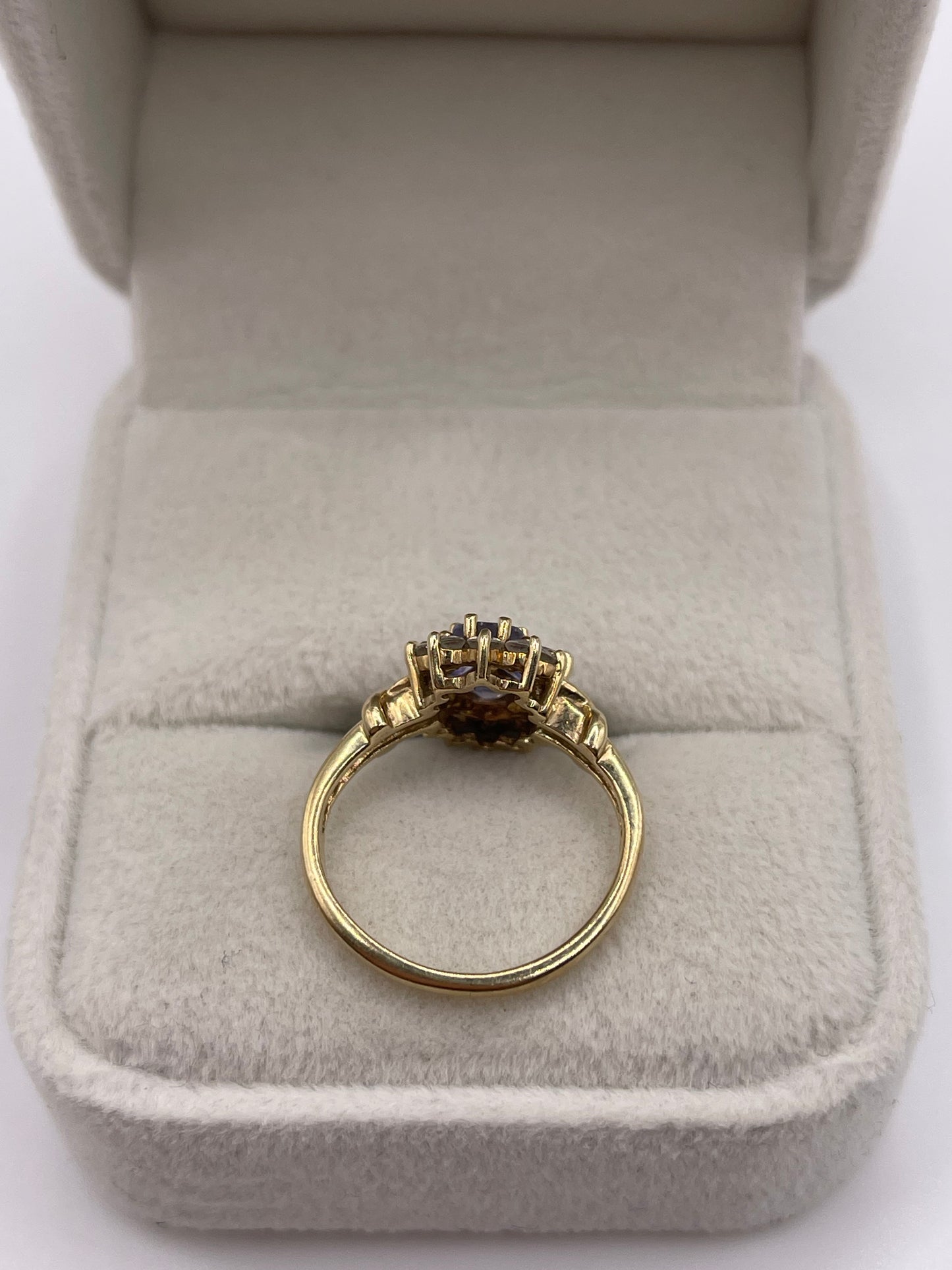 9ct gold tanzanite and zircon ring