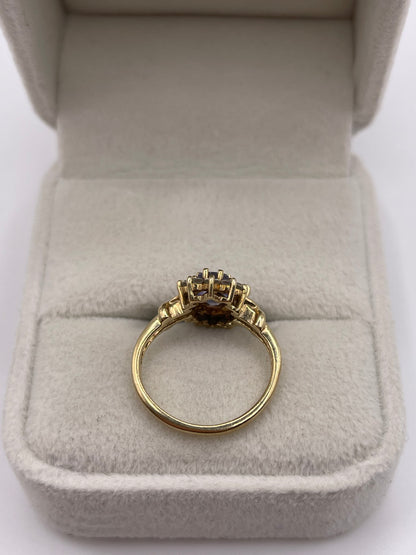9ct gold tanzanite and zircon ring