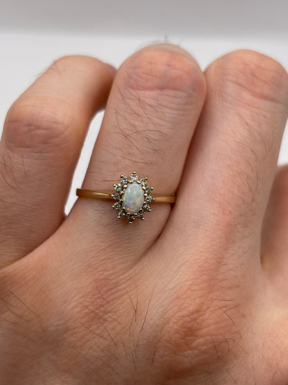 9ct gold opal and diamond ring