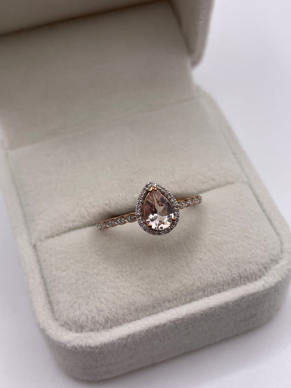 9ct rose gold morganite and diamond ring