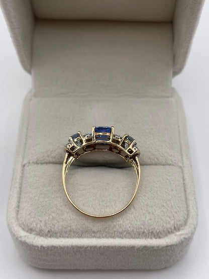 9ct gold multi gemstone and diamond ring
