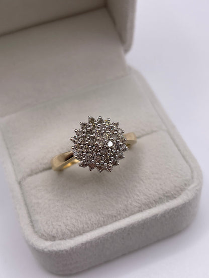 9ct gold 1ct diamond cluster ring